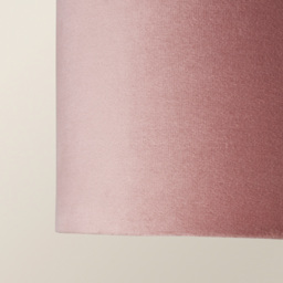 ValueLights Reni Blush Velvet Small Drum Ceiling Lamp Shade 25cm - Size: 15 x 25 x 25cm - Pink - Wilko - thumbnail 4