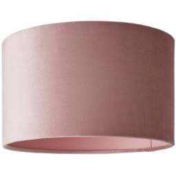 ValueLights Reni Blush Velvet Small Drum Ceiling Lamp Shade 25cm - Size: 15 x 25 x 25cm - Pink - Wilko - thumbnail 1