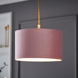 ValueLights Reni Blush Velvet Small Drum Ceiling Lamp Shade 25cm - Size: 15 x 25 x 25cm - Pink - Wilko - thumbnail 3