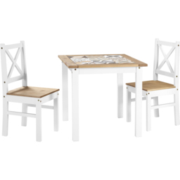 Seconique Salvador 2 Seater Tile Top Dining Set White and Distressed Waxed Pine - Wilko - thumbnail 3