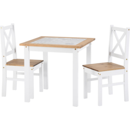 Seconique Salvador 2 Seater Tile Top Dining Set White and Distressed Waxed Pine - Wilko - thumbnail 4