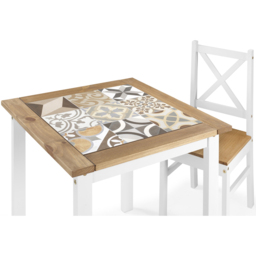 Seconique Salvador 2 Seater Tile Top Dining Set White and Distressed Waxed Pine - Wilko - thumbnail 5