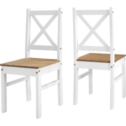 Seconique Salvador 2 Seater Tile Top Dining Set White and Distressed Waxed Pine - Wilko - thumbnail 6