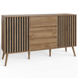 GFW Rowan Oak Louvered Sideboard - Size: 83 x 140 x 39cm - Brown - Wilko - thumbnail 3