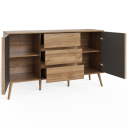GFW Rowan Oak Louvered Sideboard - Size: 83 x 140 x 39cm - Brown - Wilko - thumbnail 4