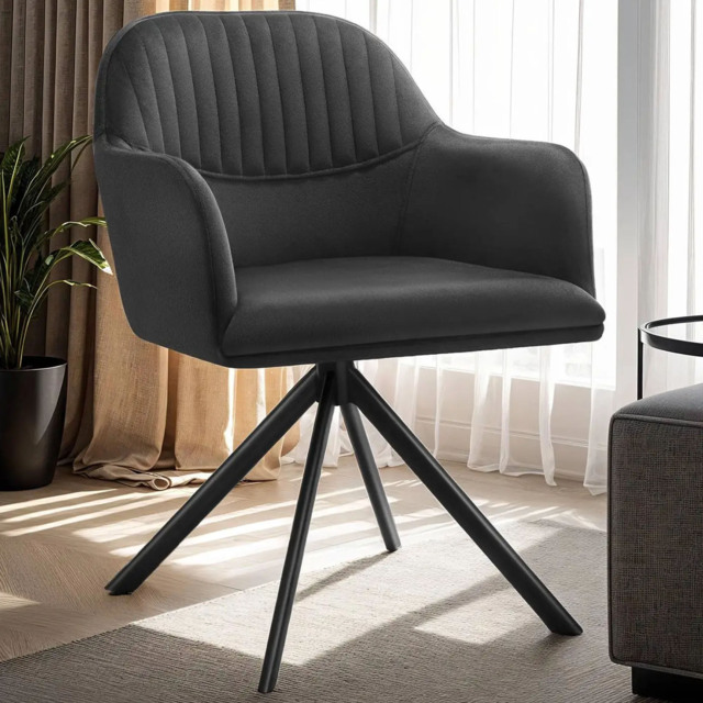 Tectake Black Lounge Velvet Fabric Armchair Accent Chair 6 Pack - Wilko - image 1