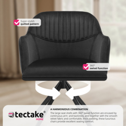 Tectake Black Lounge Velvet Fabric Armchair Accent Chair 6 Pack - Wilko - thumbnail 7