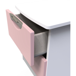 Crowndale Camden 2 Drawer Kobe Pink and White Compact Bedside Cabinet Ready Assembled - Kobe Pink & White - Wilko - thumbnail 7