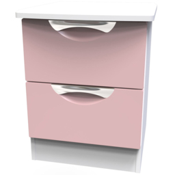Crowndale Camden 2 Drawer Kobe Pink and White Compact Bedside Cabinet Ready Assembled - Kobe Pink & White - Wilko - thumbnail 4