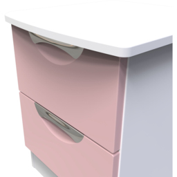 Crowndale Camden 2 Drawer Kobe Pink and White Compact Bedside Cabinet Ready Assembled - Kobe Pink & White - Wilko - thumbnail 6