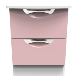 Crowndale Camden 2 Drawer Kobe Pink and White Compact Bedside Cabinet Ready Assembled - Kobe Pink & White - Wilko - thumbnail 3