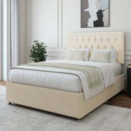 Bedmaster Single Cream Naples Linen Divan Base with Lona Headboard - Wilko