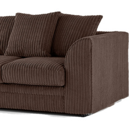 Portland Luxor 2 Seater Chocolate Jumbo Cord Sofa with Scatter Back - Brown - Wilko - thumbnail 4