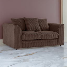 Portland Luxor 2 Seater Chocolate Jumbo Cord Sofa with Scatter Back - Brown - Wilko