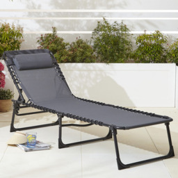 Neo Set of 2 Grey Folding Sun Loungers - Size: 1 Seater - Wilko - thumbnail 7