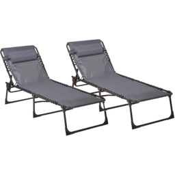 Neo Set of 2 Grey Folding Sun Loungers - Size: 1 Seater - Wilko - thumbnail 3