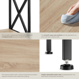 tectake Carlton 2 Shelf Oak Bedside Table - Size: Single Shelf - Brown - Wilko - thumbnail 5