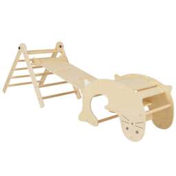 Costway Natural Kids 7 in 1 Wooden Foldable Indoor Climbing Toy - Size: 119.4 x 55.9 x 12.7cm - Cream - Wilko - thumbnail 1