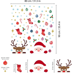Walplus Christmas with Rudolph and Santa Double-Sided Window Stickers 92 Piece - Size: 0.2 x 90 x 80cm - Red - Wilko - thumbnail 7