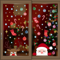 Walplus Christmas with Rudolph and Santa Double-Sided Window Stickers 92 Piece - Size: 0.2 x 90 x 80cm - Red - Wilko - thumbnail 1
