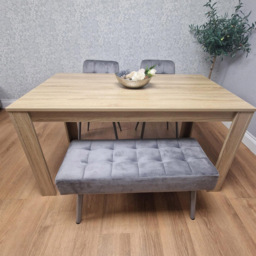 Kosy Koala 4 Seater Dining Set with Bench Oak Effect and Grey Velvet - Multi - Wilko - thumbnail 6