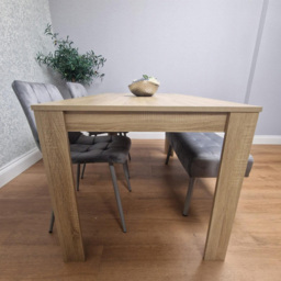 Kosy Koala 4 Seater Dining Set with Bench Oak Effect and Grey Velvet - Multi - Wilko - thumbnail 4