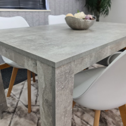 Portland Plastic Leather 4 Seater Dining Set Stone Grey and White - Wilko - thumbnail 4