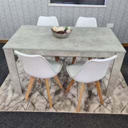 Portland Plastic Leather 4 Seater Dining Set Stone Grey and White - Wilko - thumbnail 1