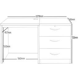 R White Cabinets 3 Drawer Dark Brown Set-03 Desk - Size: 72.8 x 107.9 x 54cm - Wilko - thumbnail 6