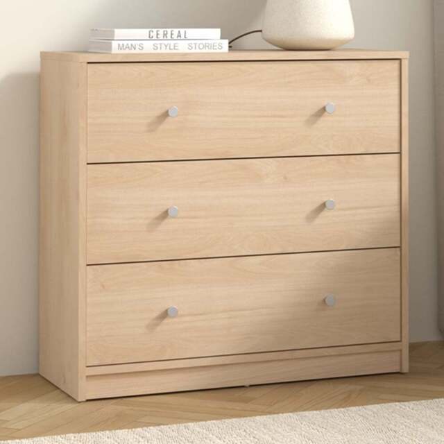 Furniture To Go May 3 Drawer Jackson Hickory Oak Chest of Drawers - Brown - Wilko - image 1