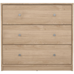 Furniture To Go May 3 Drawer Jackson Hickory Oak Chest of Drawers - Brown - Wilko - thumbnail 4