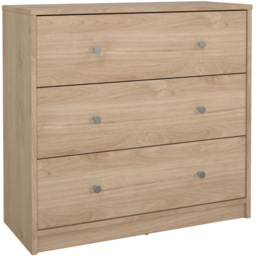 Furniture To Go May 3 Drawer Jackson Hickory Oak Chest of Drawers - Brown - Wilko - thumbnail 3