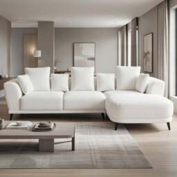 DS Living The Nova 3 Seater Cream Fabric Right Hand Corner Lounger Sofa - Wilko