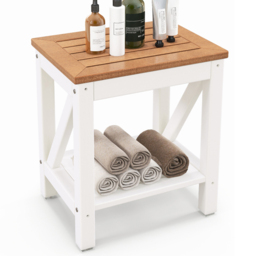 Costway Single Shelf Brown Waterproof Shower Bench - Size: 50 x 35 x 19cm - Wilko - thumbnail 4