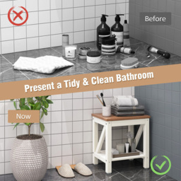 Costway Single Shelf Brown Waterproof Shower Bench - Size: 50 x 35 x 19cm - Wilko - thumbnail 7