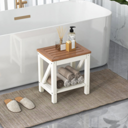 Costway Single Shelf Brown Waterproof Shower Bench - Size: 50 x 35 x 19cm - Wilko - thumbnail 3