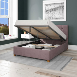 Aspire Hepburn King Size Blush Plush Velvet Ottoman Bed - Pink - Aspire Beds - Wilko - thumbnail 3