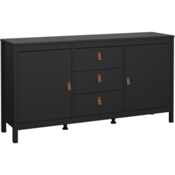 Florence Barcelona 2 Door 3 Drawer Matt Black Sideboard - Size: 38 x 151 x 79cm - Wilko - thumbnail 3