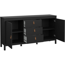 Florence Barcelona 2 Door 3 Drawer Matt Black Sideboard - Size: 38 x 151 x 79cm - Wilko - thumbnail 5