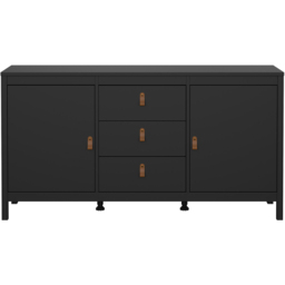 Florence Barcelona 2 Door 3 Drawer Matt Black Sideboard - Size: 38 x 151 x 79cm - Wilko - thumbnail 4