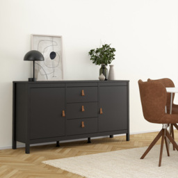 Florence Barcelona 2 Door 3 Drawer Matt Black Sideboard - Size: 38 x 151 x 79cm - Wilko - thumbnail 6