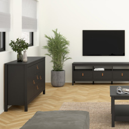 Florence Barcelona 2 Door 3 Drawer Matt Black Sideboard - Size: 38 x 151 x 79cm - Wilko - thumbnail 7