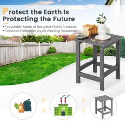 Costway Grey Square HDPE Outdoor Side Table - Size: 50 x 40 x 10cm - Wilko - thumbnail 7