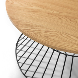 Julian Bowen Jersey Euro Oak Round Wire Coffee Table - Size: 80 x 80 x 40cm - Black - Wilko - thumbnail 4