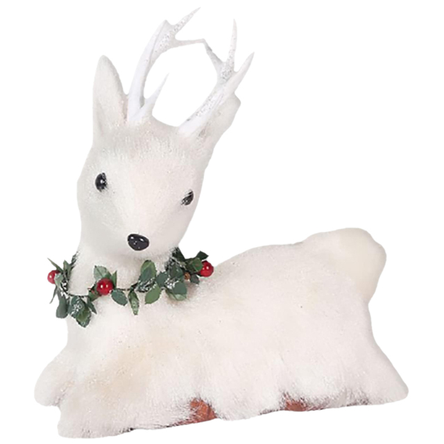 Shatchi White Lying Deer Tabletop Christmas Decoration 25cm - Size: 25 x 12 x 1.2cm - Wilko - image 1
