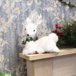 Shatchi White Lying Deer Tabletop Christmas Decoration 25cm - Size: 25 x 12 x 1.2cm - Wilko - thumbnail 3
