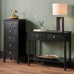 Pacific Lifestyle Chelmsford 2 Drawer Single Shelf Satin Black Pine Wood Console Table - Size: 75 x 90 x 33cm - Wilko - thumbnail 6