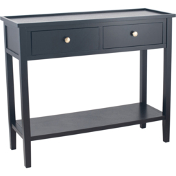 Pacific Lifestyle Chelmsford 2 Drawer Single Shelf Satin Black Pine Wood Console Table - Size: 75 x 90 x 33cm - Wilko - thumbnail 3