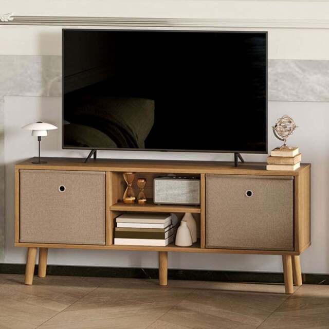 HOMCOM 2 Drawer 2 Shelf Brown TV Cabinet - Size: 46.5 cm x 29.0 cm x 110.0 cmcm - Wilko - image 1