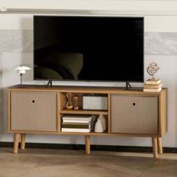 HOMCOM 2 Drawer 2 Shelf Brown TV Cabinet - Size: 46.5 cm x 29.0 cm x 110.0 cmcm - Wilko